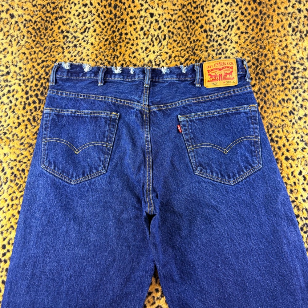 Levis 550 Relaxed Fit Tapered Leg Jeans Mens 38x32 Dark Wash Blue Baggy Denim